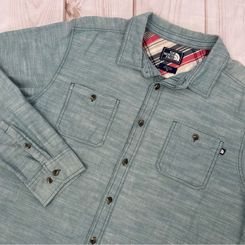The North Face Long Sleeve Button Up Shirt Blue-Green Sz XL
